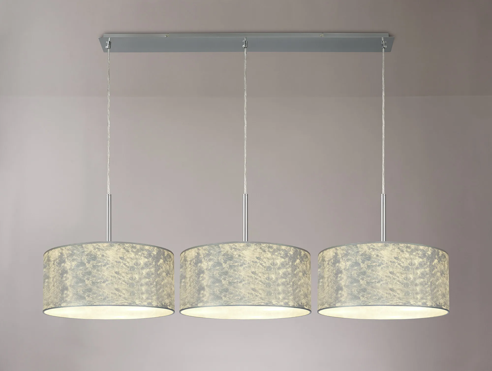 Baymont 40cm Shade 3 Light Pendant Polished Chrome, Silver Leaf DK0806  Deco Baymont CH SL
